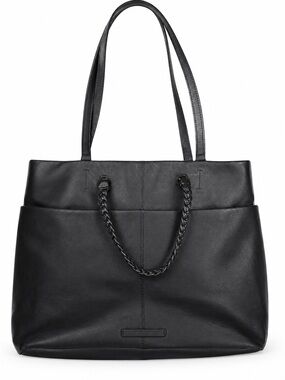 Lucky Brand Black Leather Jema Tote Bag Braided Y2K Minimalist Boho 90’s Capsule